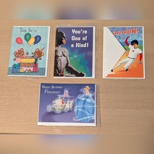 Set of 4 Birthday Cards with Envelopes for Boys, Girls, Kids, Teens